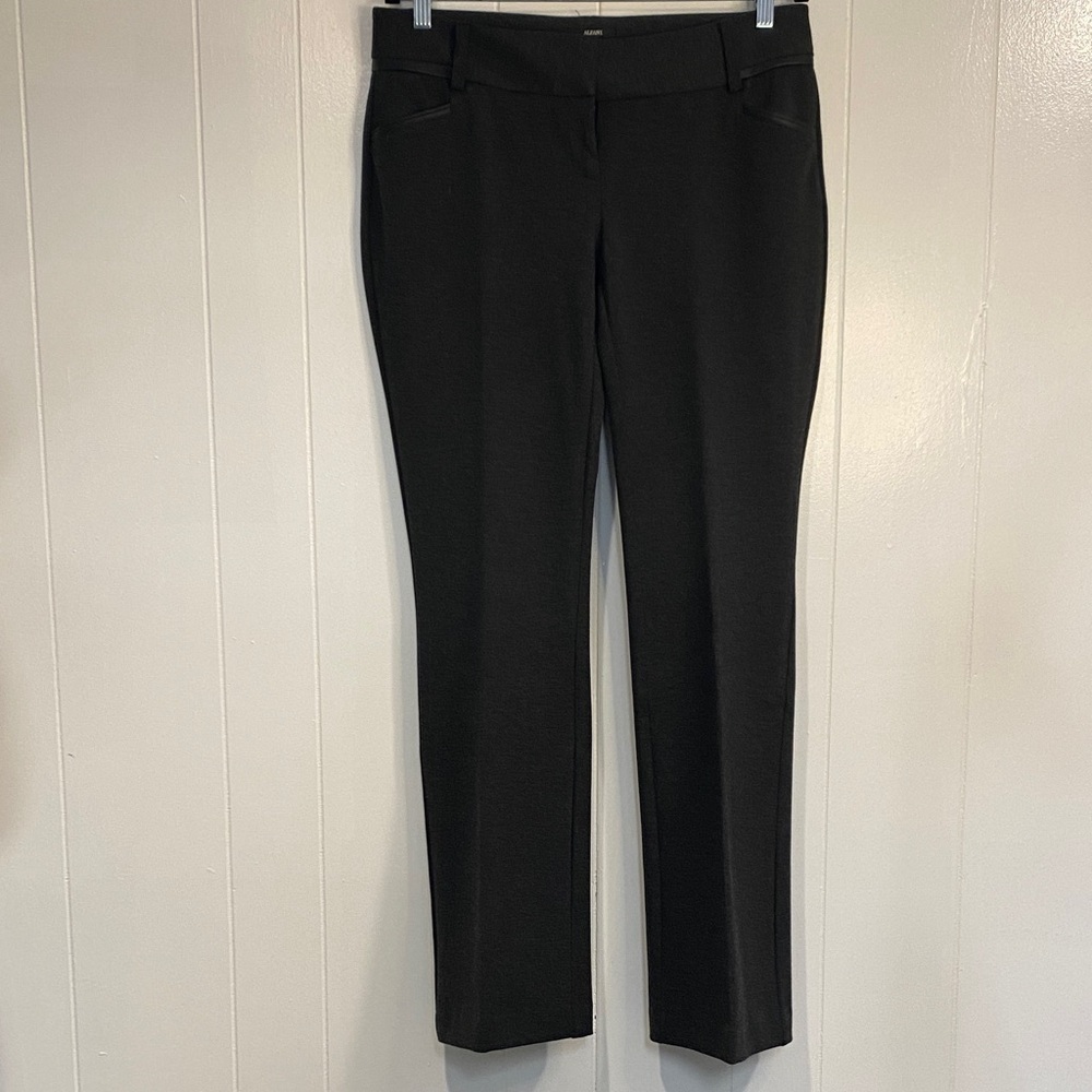 Ponte Bootcut Pants | Faux Leather Trim | Stretch Flare | Gray Work | Size 10